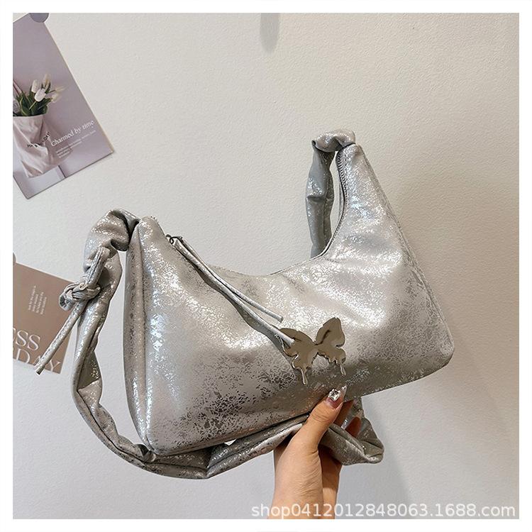 Korean version ins pleated armpit bag 2025 new design sense niche messenger bag super fire butterfly commuter shoulder bag