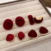 Red Velvet Retro Hong Kong Style Stud Earrings for Women - Autumn/Winter 2025 High-End Niche Ear Accessories.