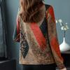 Autumn Winter New Printed Top Half High Neck Warm and Versatile Bottomng Shirt Women's Fashion Long Sleeve T-shirt 4XL