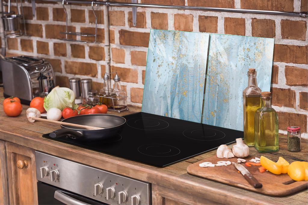 Glass protective plate for stove 2x45x52 Marble