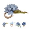 2Pcs Emulational Napkin Ring Wooden Desktop Blue Simple Flower Napkin Ring for Home Hotel Party