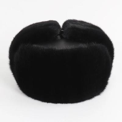 Neue Wintermütze für Herren im Freien aus echtem Nerzpelz, superwarm, 100 % natürlicher Nerzpelz, Luxusmütze für Herren aus echtem Schaffell, Leder