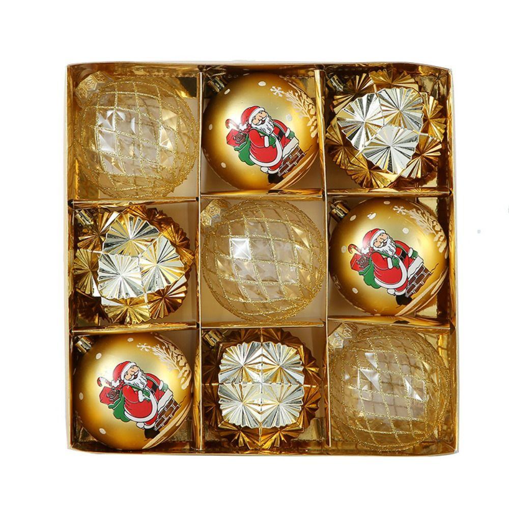 9PCS/Box Colorful Christmas Tree Pendant 8cm Electroplated Ball Christmas Ball Party