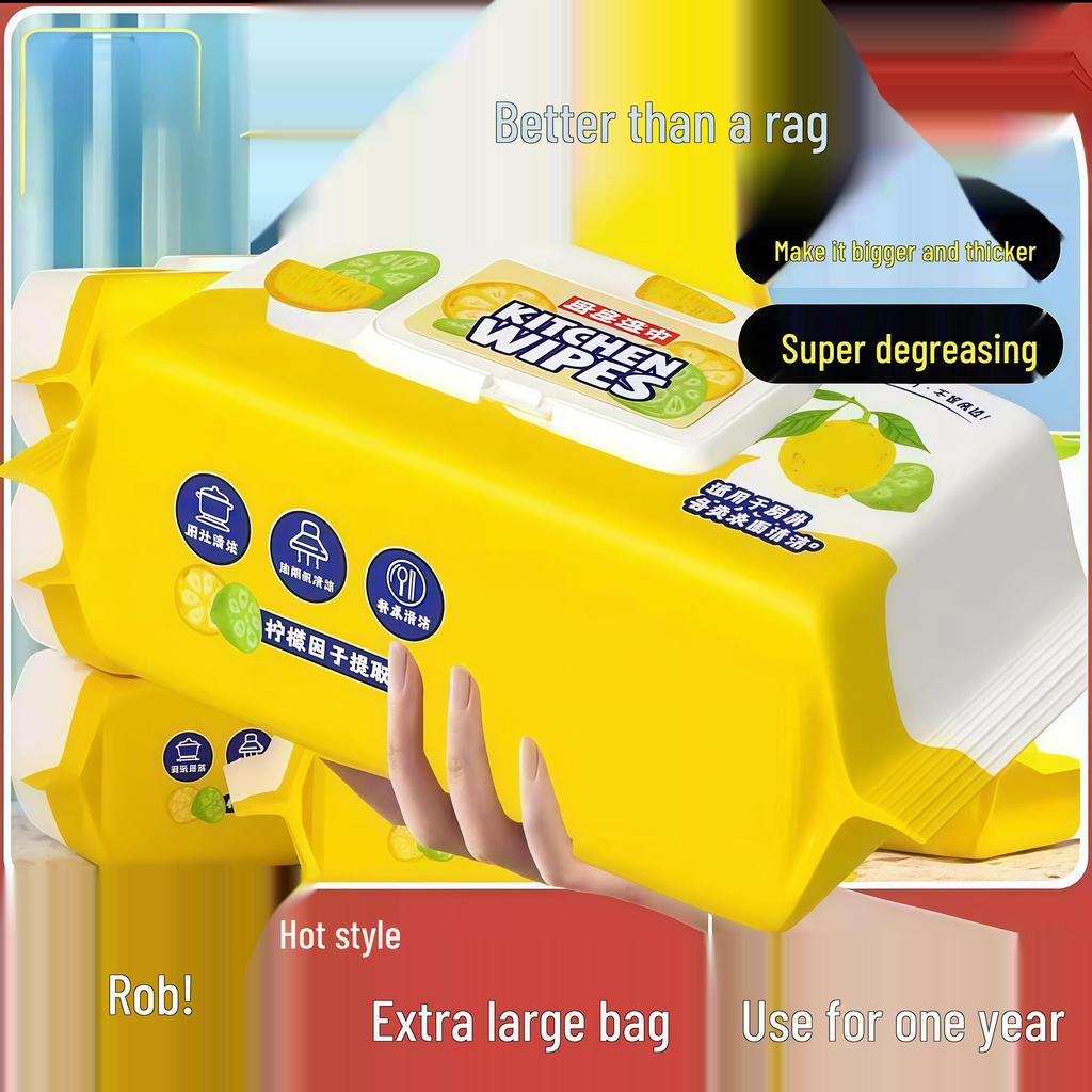 Extra-Thick Hanging Kitchen Wet Wipes for Stain and Oil Removal