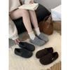 2025 Autumn New French Retro Outer Wear Round Head Felt Velvet Shoes Women's One-pedal Thermal Cotton Ladyshoes