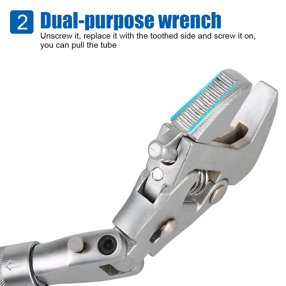 Adjustable Torque Wrench Manual Tool Pulley Wrench Ratchet Wrench 180 Degree Folding Universal 5 In 1 10 Inch