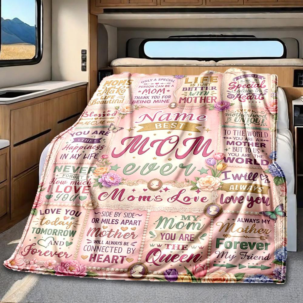 Thank You Mom Appreciation Card Customize Your Name Blanket Soft Warm Cozy Versatile For Sofa Couch Office Bed Picnics Ideal For All Seasons Warmthful