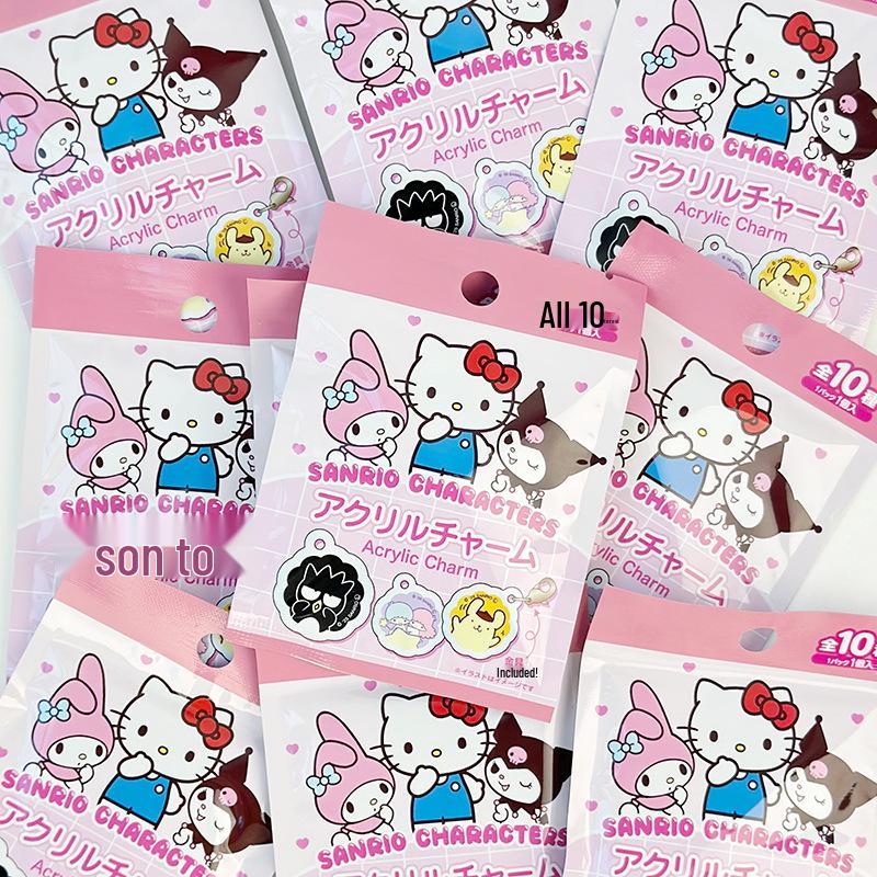 Sanrio Kitty Japoński Ekskluzywny Akrylowy Breloczek i Odznaka z Brokatem Pudełko Niespodzianka
