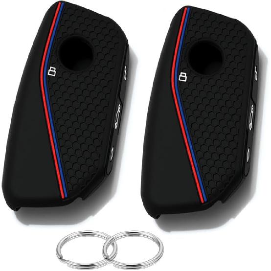 2PCS Key Fob Cover Compatible with BMW X1 Msport X2 X5 G05 M60i X5M X6 X7 740i X3 M50 540i 2024 2025 2026 Protector Silicone Case with Little Lanyard