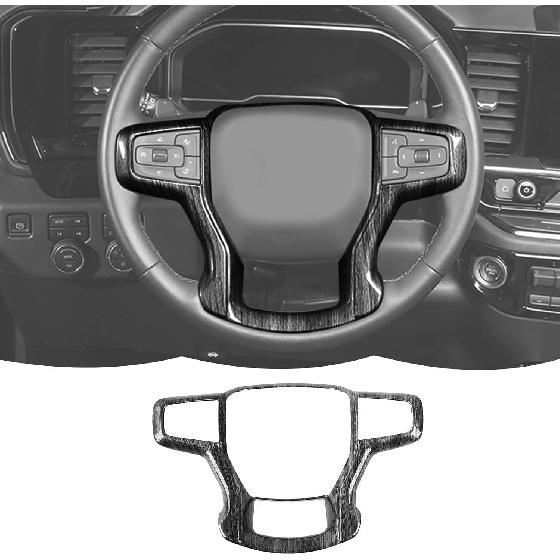 Carbon Fiber Steering Wheel Trim Cover Frame Decoration Interior Accessories Compatible with Chevrolet Silverado 2019-2023,for Chevrolet Tahoe