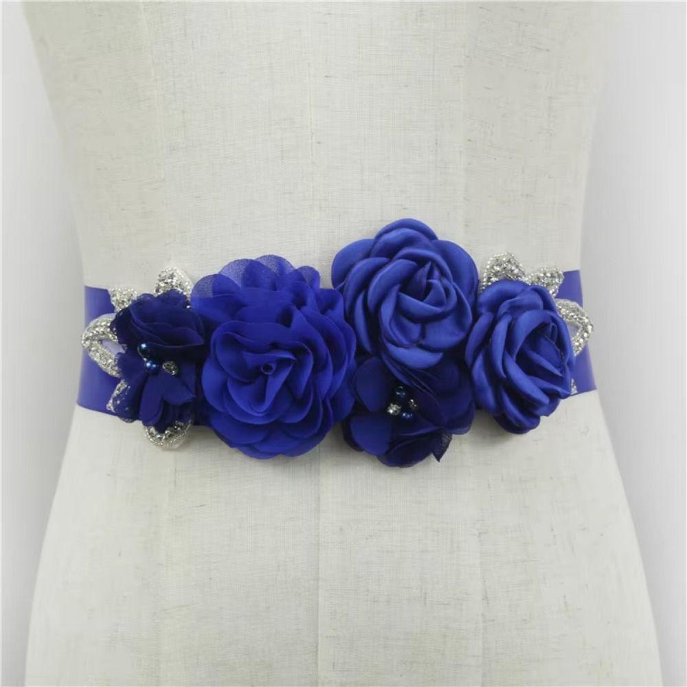 5 Flowers Women's Beaded Flower Belt Creative Bridal Rhinestone Belt Prom Dress