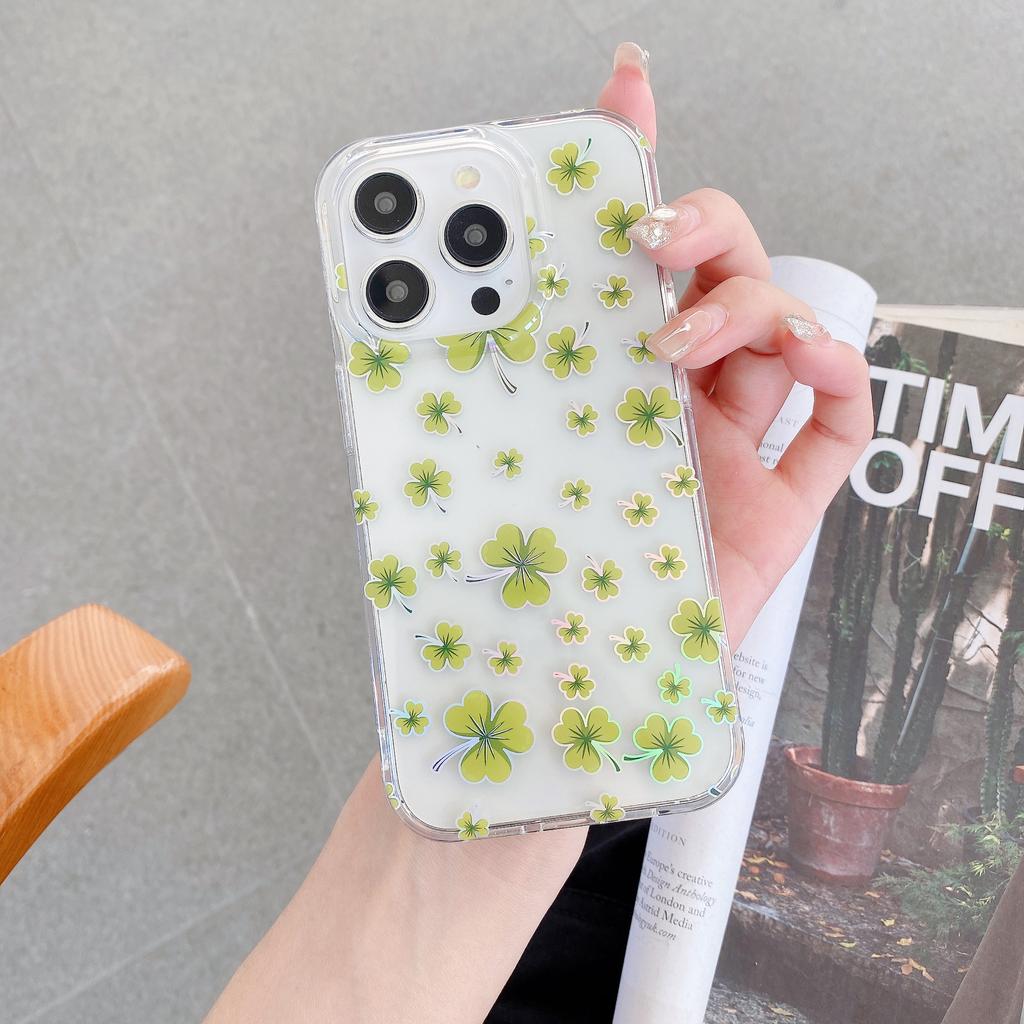 Hot Clear Luxury Design Electroplate Laser Flower Shockproof Mobile Cell Phone Case for iPhone 17 16 15 14 Plus 13 12 11 Pro Max