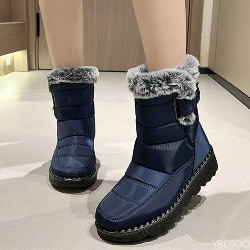 Magasszárú női hócsizma télre vastag meleg nagy méret csúszásgátló kopásálló egyszerű kényelmes pamutcsizma