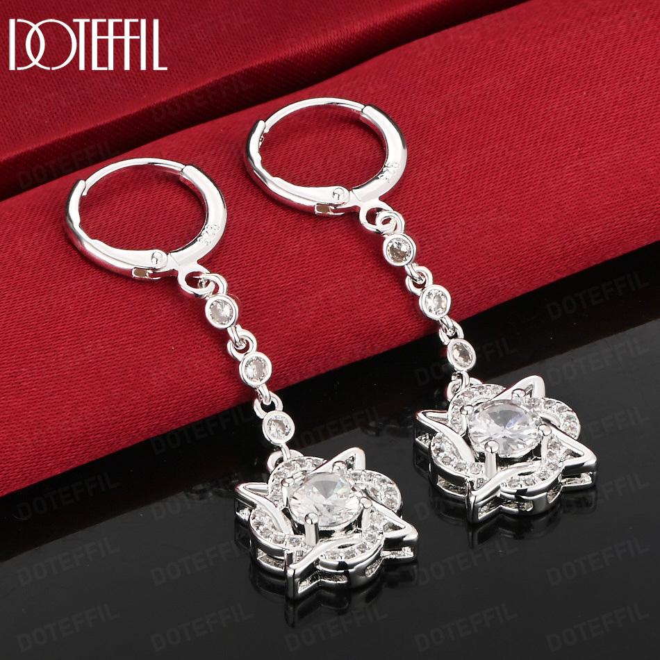 925 Sterling Silver AAA Zircon Art Pendant Earrings - Exquisite Gift Jewelry