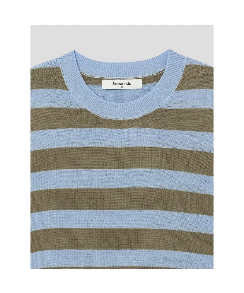 8SECONDS Short-Sleeved Striped Pullover Sky Blue