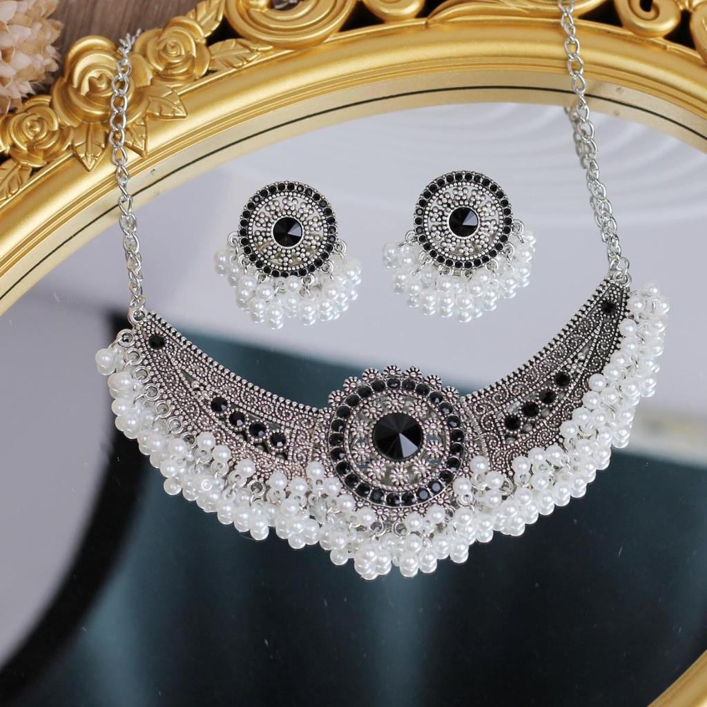 "Miao Girl" Ancient Style Light Luxury Necklace & Earrings Set for Women
