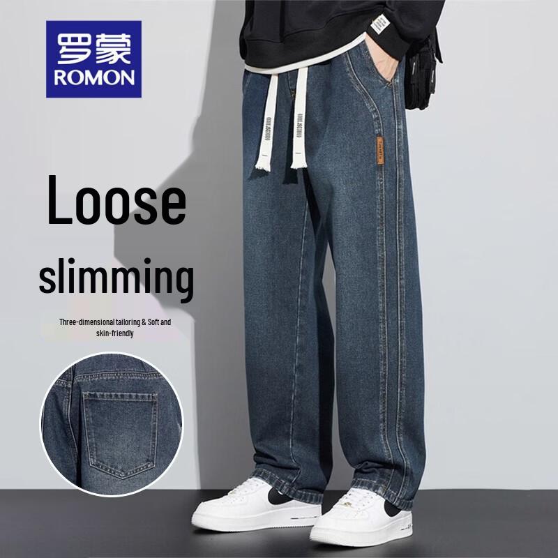 ROMON Men s Relaxed Fit Straight-Leg Jeans L