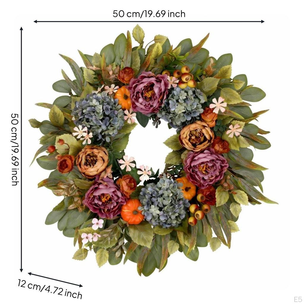 Hydrangea Peony Wreath Lifelike Fall Door Seasonal for Thanksgiving