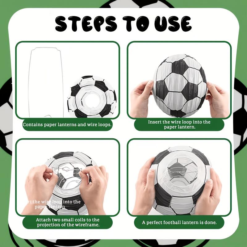 3/6pcs Football Themed Paper Lanterns Hanging Decor, Sports Theme Classroom Wall & Backdrop Decoration for Birthday Game Day