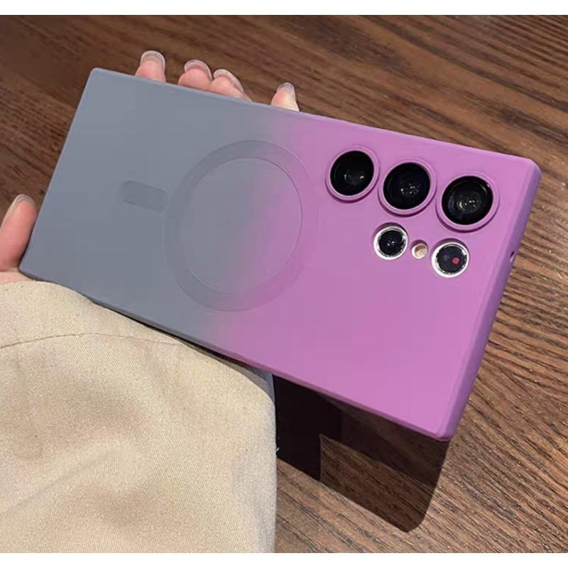 Suitable for Samsung S23ultra Liquid Silicone Gradient Magnetic Suction Phone Case S22 Anti Fall TPU Soft Shell with Lens Film