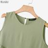 ZANZEA Women Casual Round Neck Solid Color Sleeveless Long Dress
