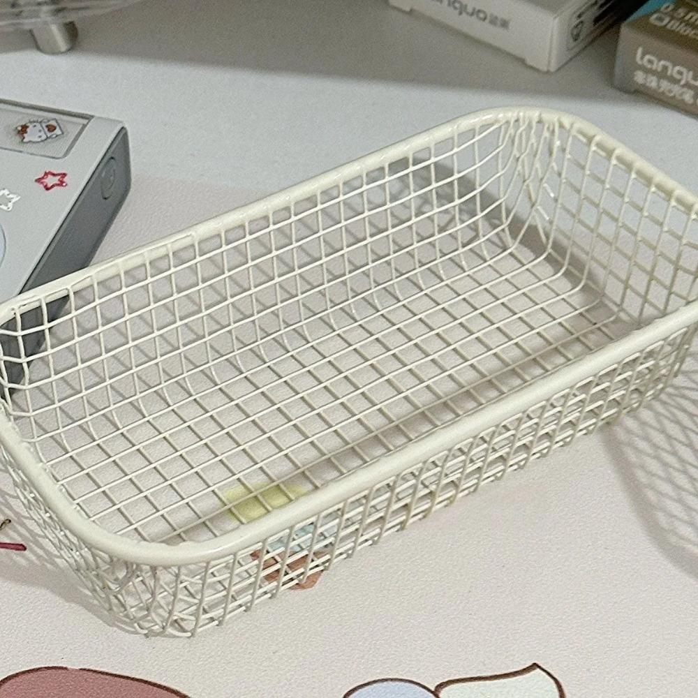 Desktop Storage Basket Metal Sundries Organizer Basket Photocard Case Office Stationery Home Supplies Make Up Sorting Holder