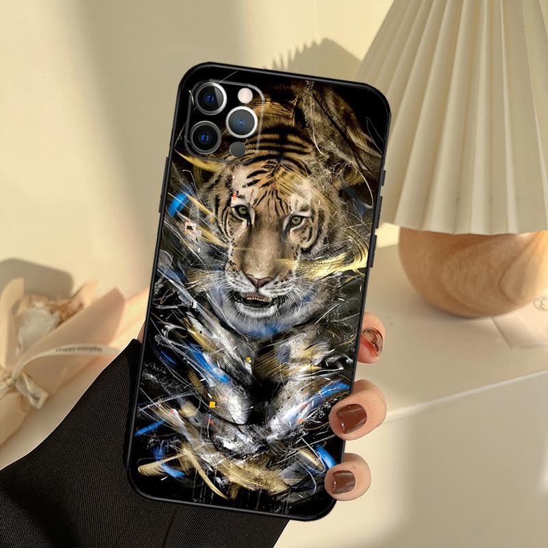 Cool Animal Big Cat Tiger Phone Case For iPhone 13 16 15 11 12 14 17 Pro Max 12 Mini 15 16 Plus 16e 17 Air Cover Funda