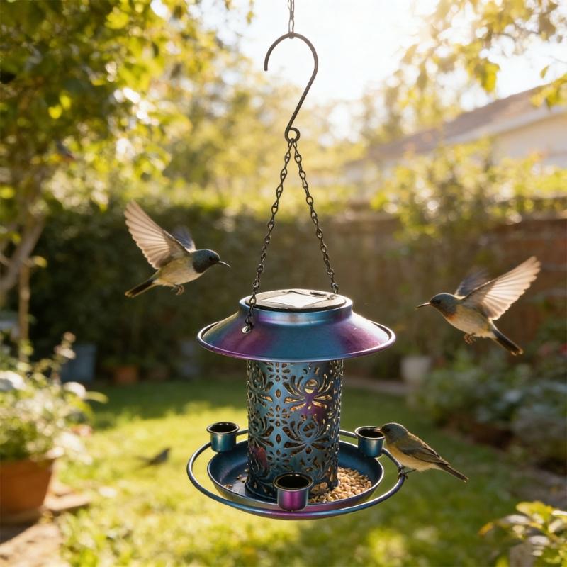 Durable Solar Bird Feeder With Automatic Lighting Perfect For Backyard