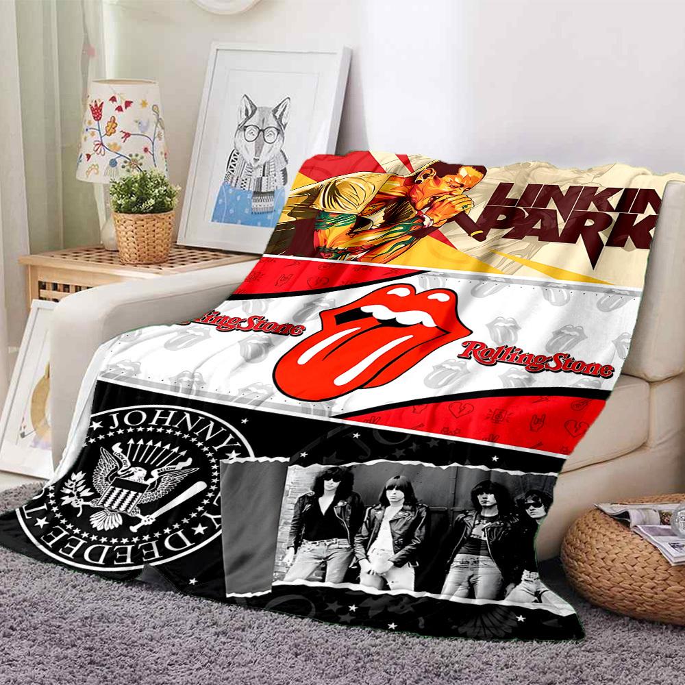 1pc Linkin Park, Rolling Stone Blanket Lightweight Flannel Blanket Throw Blanket For Sofa, Bed, Travel, Camping, Livingroom, Office, Couch