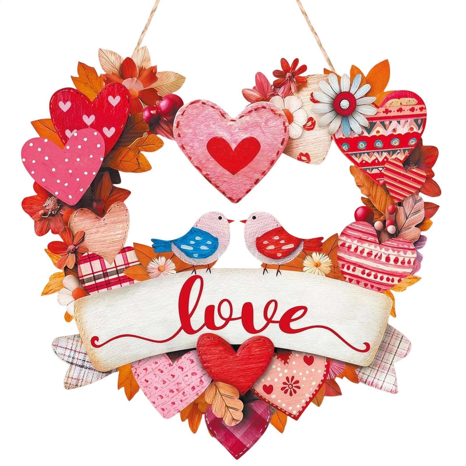 Valentines Day Heart Door Sign Love Wooden Sign Happy Valentines Day Decor For Front Door Love Birds Decorations China Mainland
