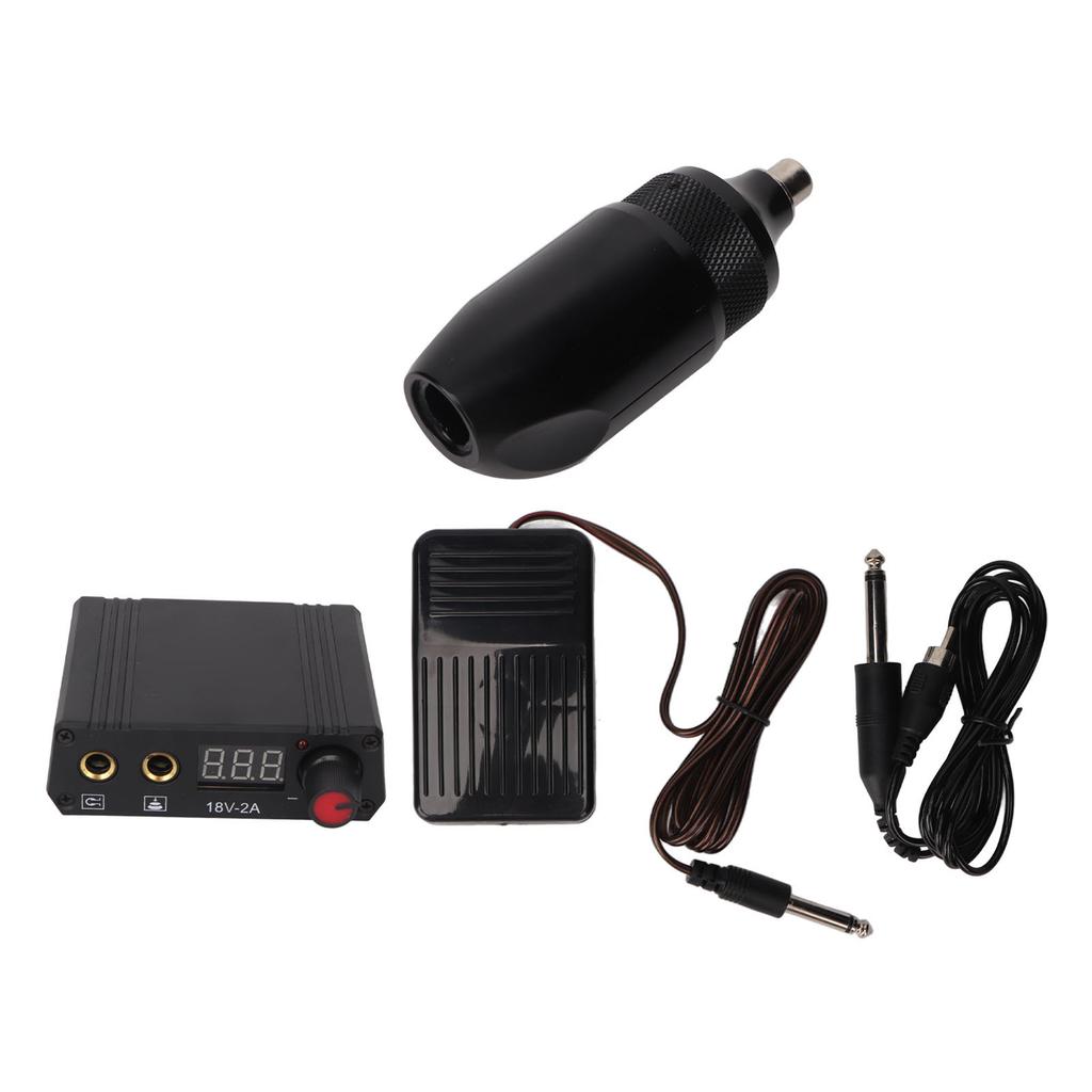 Tattoo Pen Kit LCD Display Dual Mode RAC Connector Rotary Short Tattoo Machine Set Black