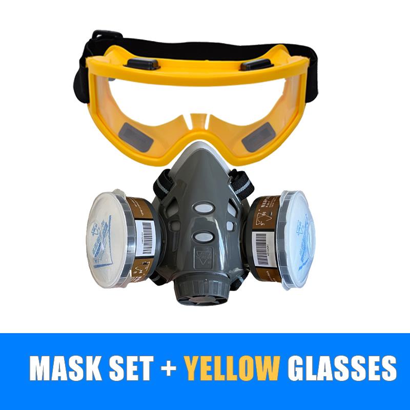 Professional Half Face Dust Mask With Wide Vision Safety Goggles Carbon Filtering Cartridge For Spraying Painting Work Safe