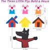 Three Little Pigs Finger Puppets for Kids, 7pcs Story Finger Puppets Toy, Interactive Teaching, Scenario Story Role Play, Bedtime Storytelling