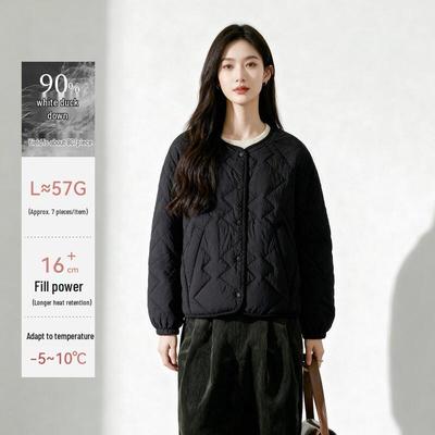 Women's Petite Short Round-Neck Down Jacket