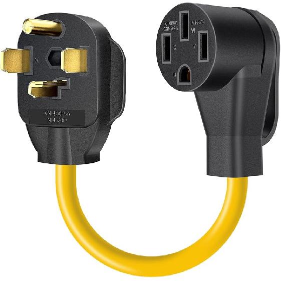 Адаптер-шнур для зарядки электромобиля NEMA 14-30P на 14-50R, Адаптер-преобразователь для сушильной машины на 30 А в зарядное устройство для электромобиля/дома на колесах на 50 А, Идеально подходит для зарядки электромобилей Уровня 2 14-30p to 14-50r