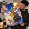 Fantasy Castle the Sky Personalized D Textured Metal Poster Wall Art Vintage Tin Signs for Luxury Decoration Home Decorations