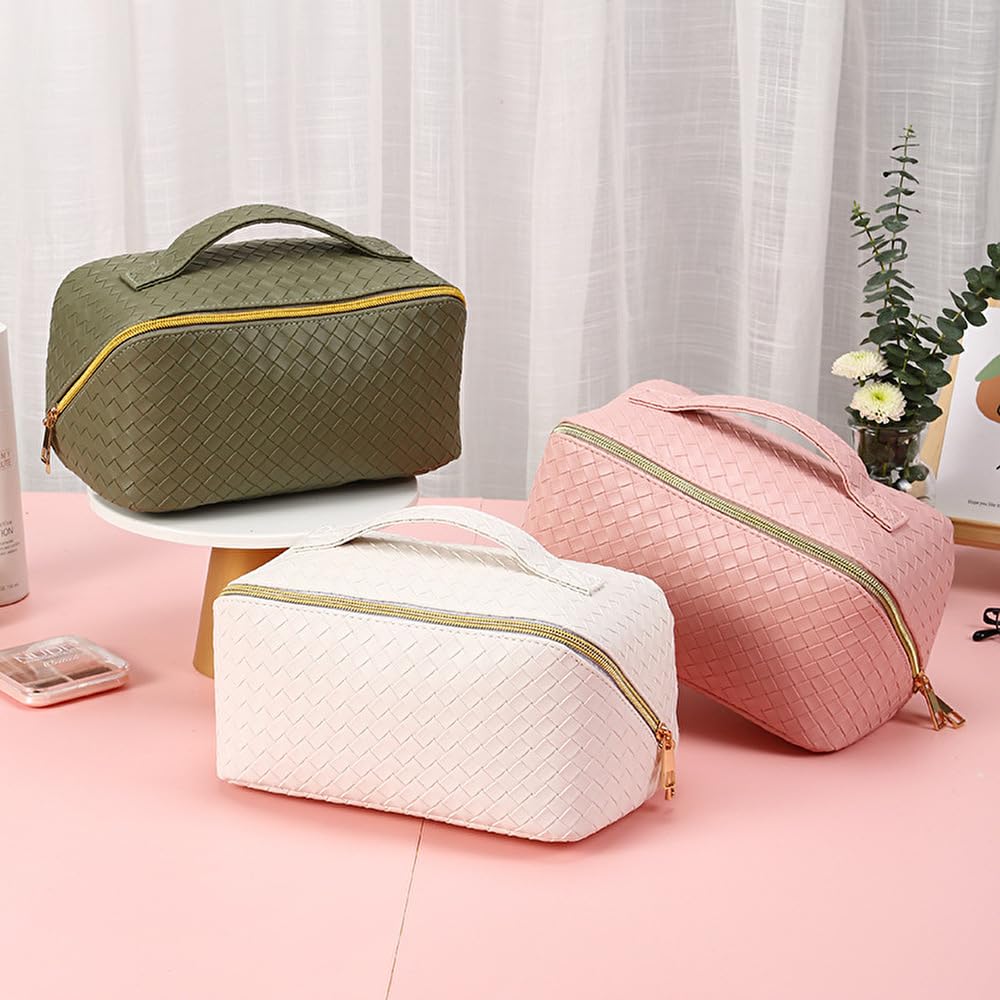 OneColor Leaf Cosmetic Large Cosmetic Makeup Stylish Storage Pouch, Women's, Capacity, Bag, Bag, Cosmetics, Accessories, Travel, Portable, Simple,