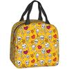 Insulated Lunch Bag For Kids Skulls And Hearts Reusable Cooler Tote Bag Mini Cooler For Kids Adult Office Work Picnic Beach