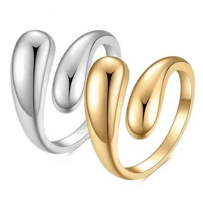 Unique 17MM Titanium Steel Ring Geometric Open Design Smooth Finish Unisex Irregular Statement Jewelry