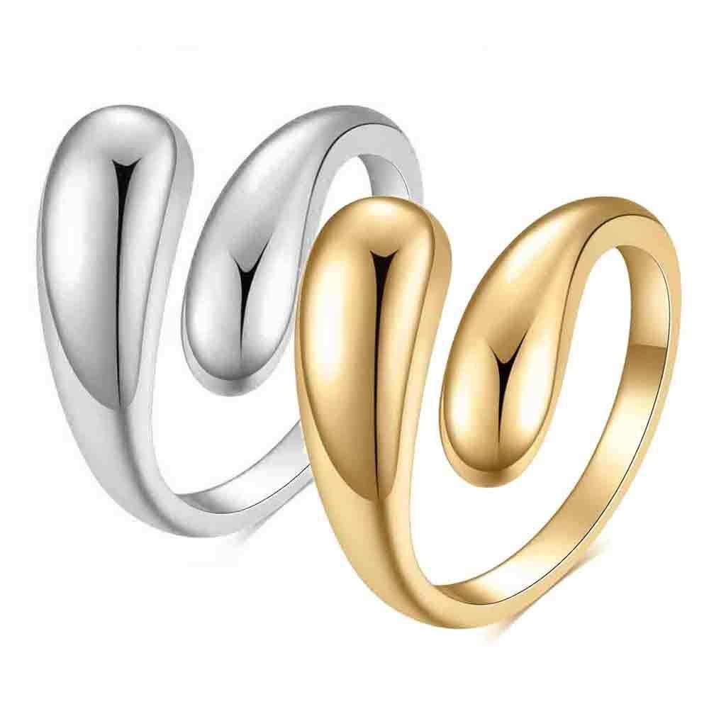 Unique 17MM Titanium Steel Ring Geometric Open Design Smooth Finish Unisex Irregular Statement Jewelry