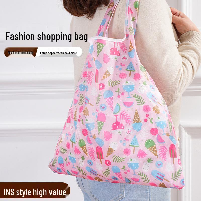 Eco-Friendly Large Capacity Foldable Tote Bag with Logo Print - Creative and Portable Design