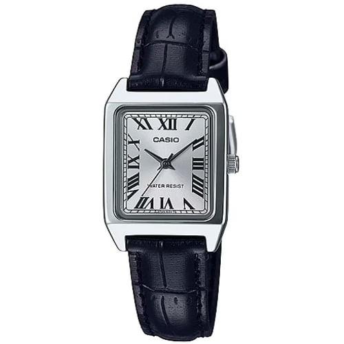 Casio LTP-V007L-7B1 Women's Rectangular Leather Strap Silver Roman Dial Dress Watch