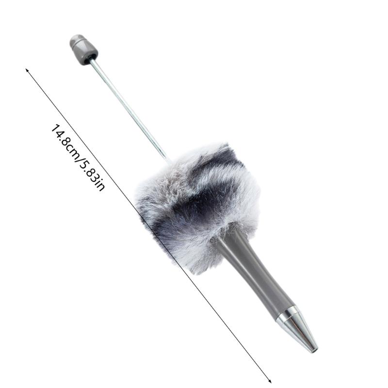 6Pcs Beadable Ballpoint Pen Plush Ball Ballpoint Pen Write Smoothly Novelty Writing Pen for Student Kid Game Reward