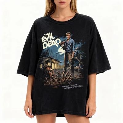 The Evil Dead Vintage T-shirt Ash Williams Retro Horror Shirt Kleding Grafisch Korte Mouwen Shirt Unisex Dames Alle Seizoenen