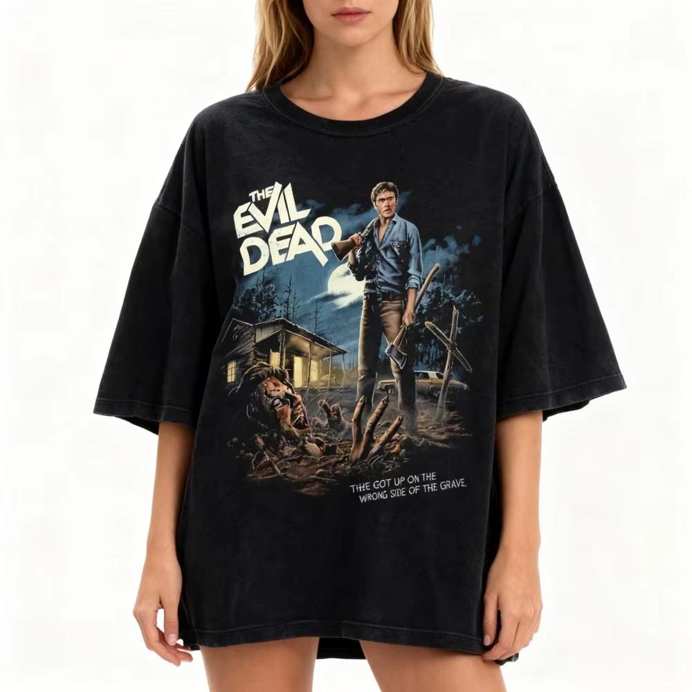 The Evil Dead Vintage Tee Ash Williams Retro Horror Shirt Clothing Graphic Short Sleeve Shirt Unisex Women AllSeason S