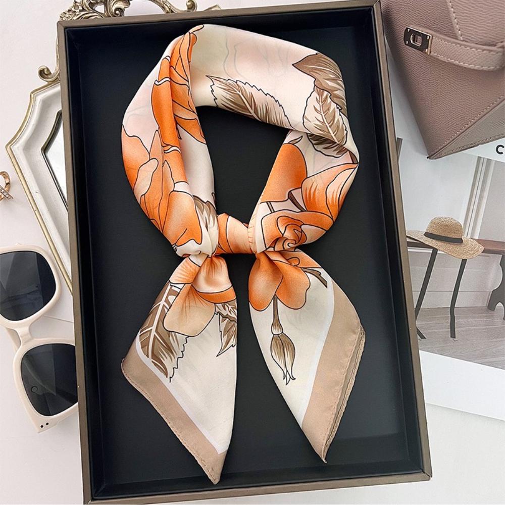 Luxury Print Square Silk Scarfs For Women Decorate Neck Ties Fashion 70*70Cm Kerchief Lady Summer Beach Hijab Female Neckerchief