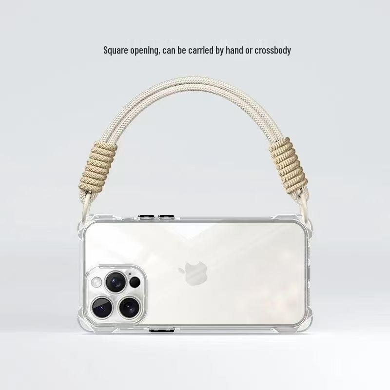 Transparente quadratische Lanyard-Hülle für Apple iPhone 11/13/14/15/16/XR/XS - Vollständige Abdeckung