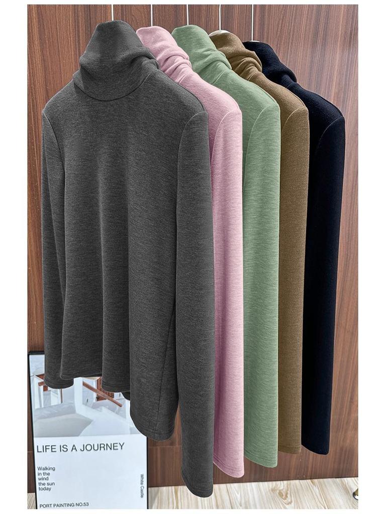 Women's Retro Velvet Turtleneck: Thickened Petite Korean Style Long Sleeve for Autumn/Winter 2026