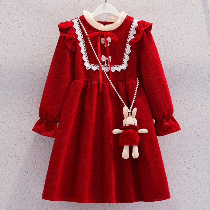 

Girls Red Princess Dress for Autumn/Winter - Christmas & Chinese New Year 160 cm