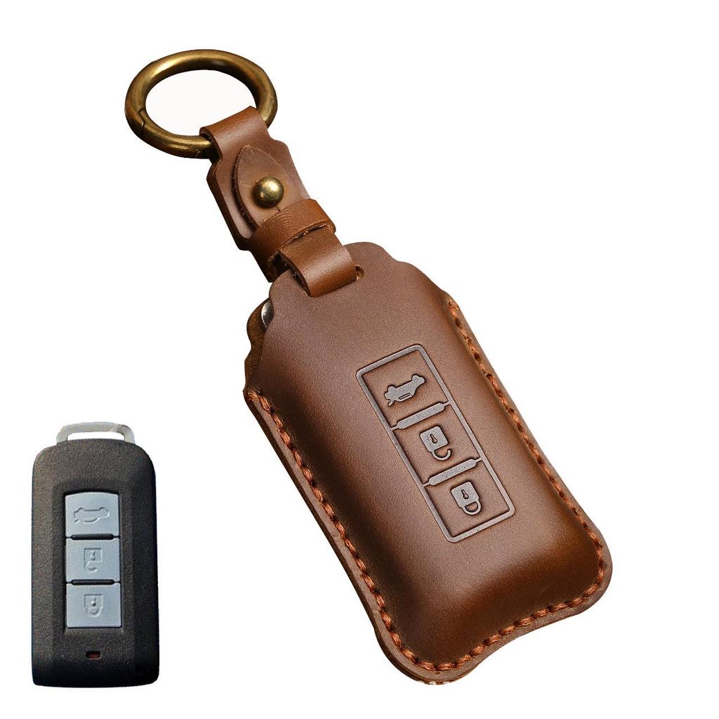 Ručně vyráběné pouzdro na klíč od auta z pravé kůže pro Mitsubishi Pajero/Outlander
